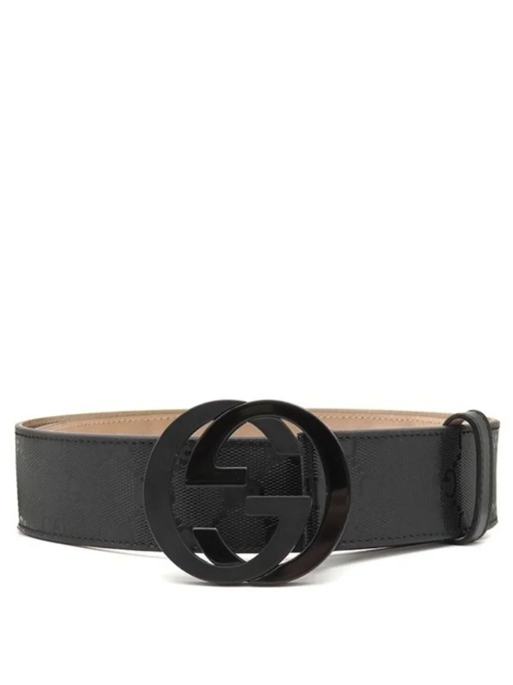 Gucci Belt Interlocking G 85 Imprime GG Supreme Leather Black with Buckle